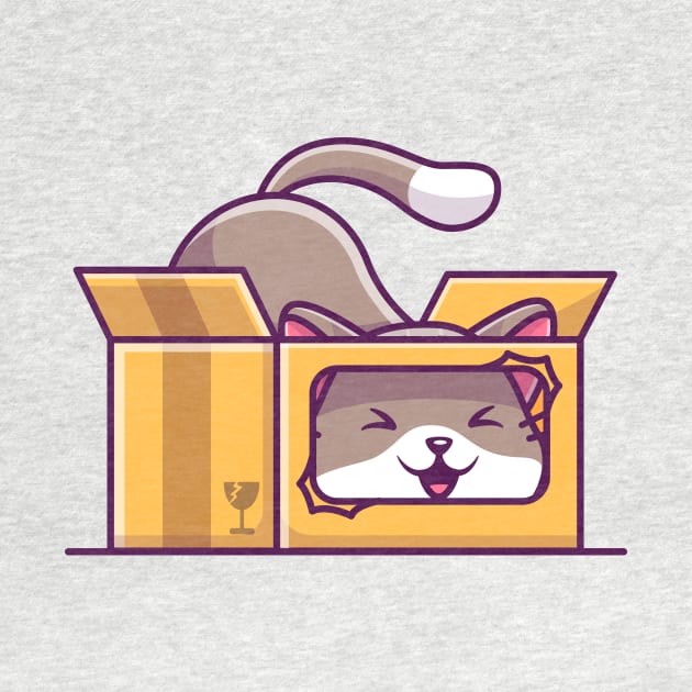 Cute Cat Playing In The Box Cartoon (3) by Catalyst Labs